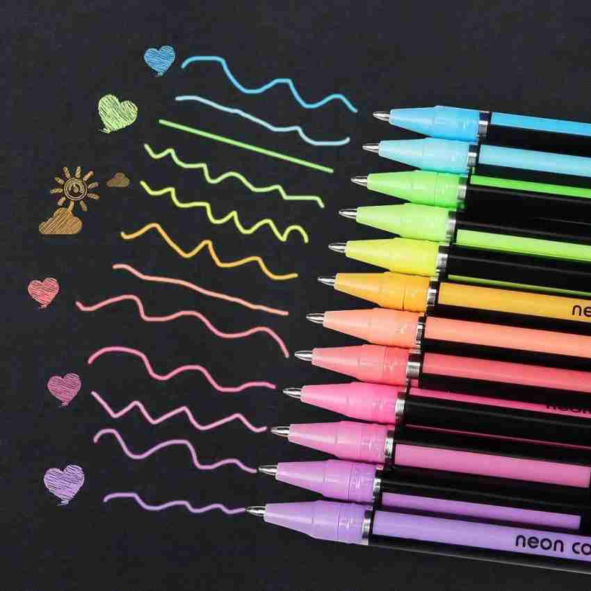 Definite Keep Smiling Acid Free Black Paper Sketch Pad A4 20  Sheets (150 GSM) with Neon Pastel Gel Pens (12 Colors) for Sketching  Painting Drawing - Black Sketch Pad and Neon Pastel Pen
